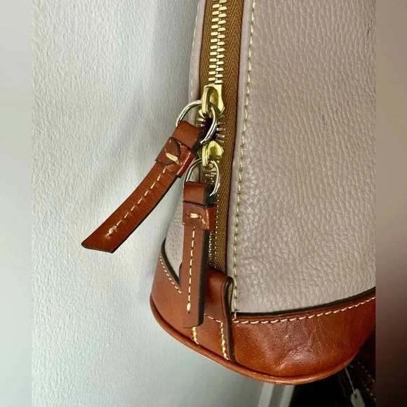 Dooney & Bourke Pebble Grain Leather Zip Zip Satchel Elephant Brown Tan - Picture 10 of 10